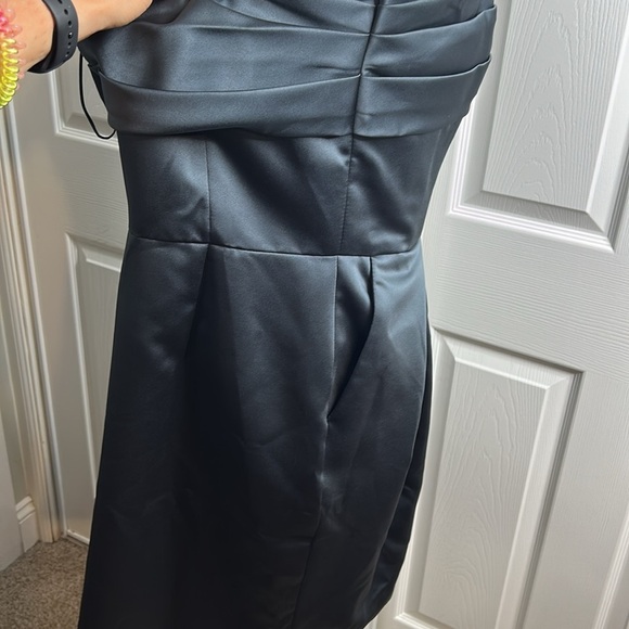 Badgley Mischka Strapless Charcoal Dress with Bow B0003 Smoke 16 - Picture 4 of 8